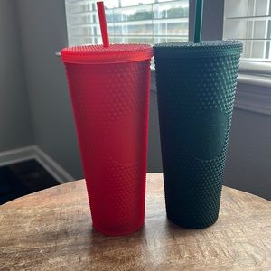 Matte Red & Green Starbucks Cups